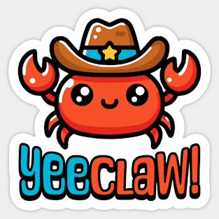 YeeClaw! Cute Cowboy Crab Cartoon Sticker